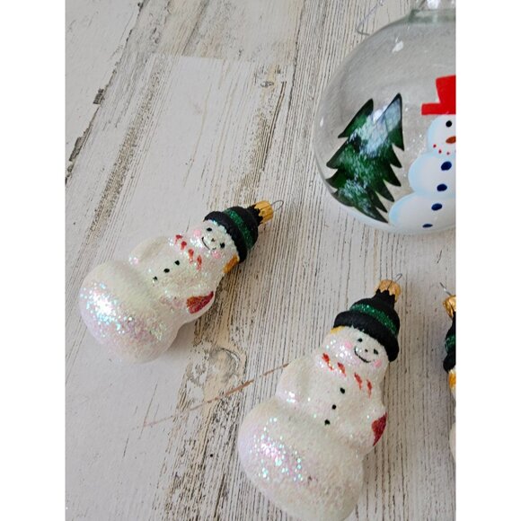 Glitter glass snowman ball ornament set Xmas tree full ornament - Picture 4 of 8
